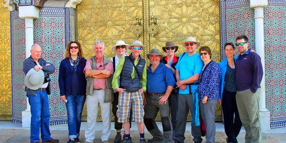 tourist taking photo souvenir in fes city